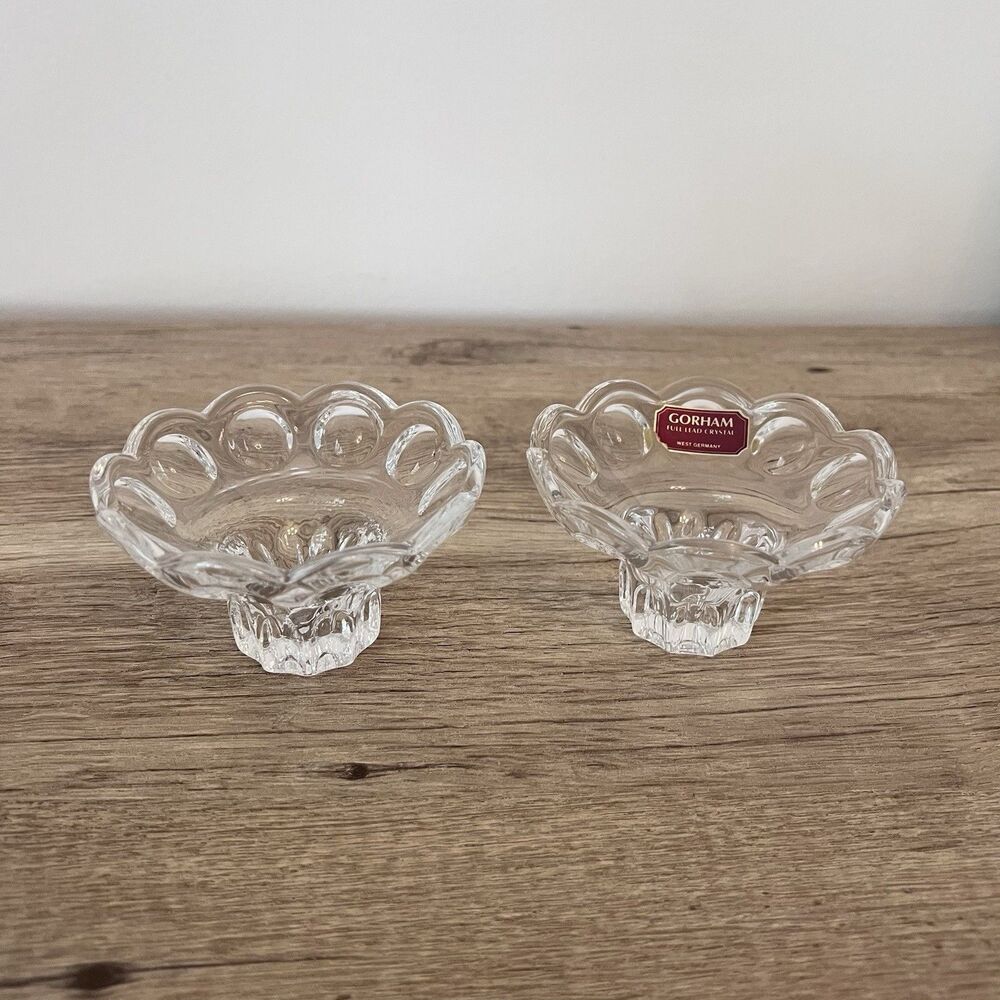 Gorham Crystal Vintage Candlestick Holder Set Of 2, 2" Tall, Made West Germany - Picture 2 of 6